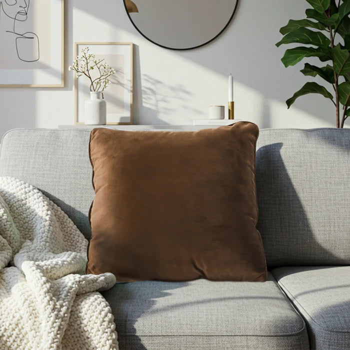 Rich Brown Velvet Pillow Cover – Warm, Cozy & Timelessly Elegant SOGA