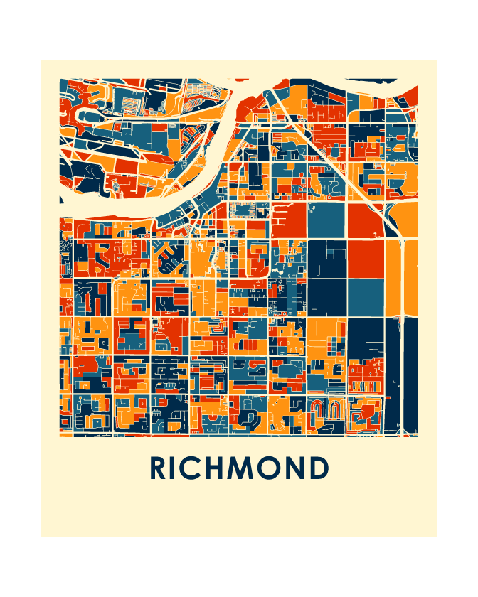 Richmond British Columbia Map Print - Full Color Map Poster