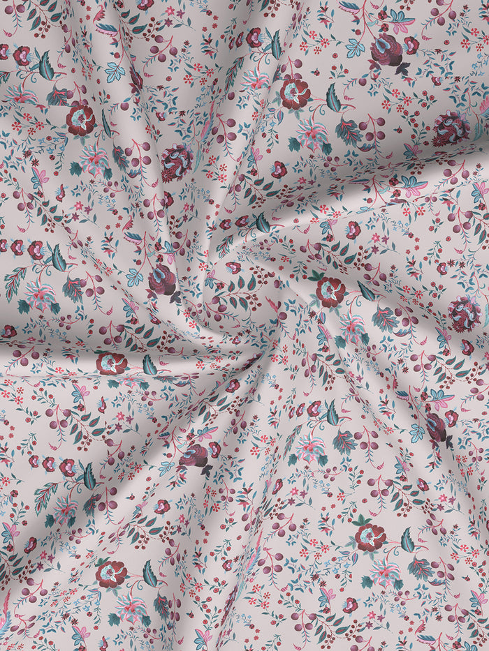Royal Essence 100% Cotton 400 TC Pink & Blue Digital Floral Print King Bedsheet with 4 Pillow Covers