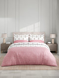 Royal Essence 100% Cotton 400 TC Pink & White Floral King Bedsheet with 4 Pillow Covers & 2 Cushion Covers
