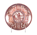 Ruby Lustre Ware Plate with Man Carrying Bird on a Stick