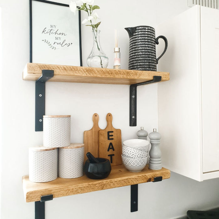 Rustic Shelf 38mm with Lipped Metal Brackets - 60cm - 15cm