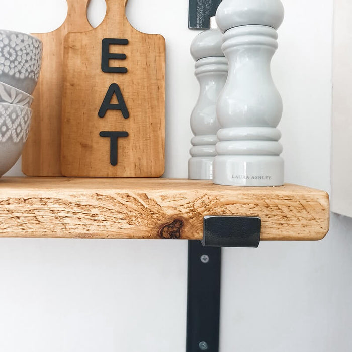 Rustic Shelf 38mm with Lipped Metal Brackets - 60cm - 15cm