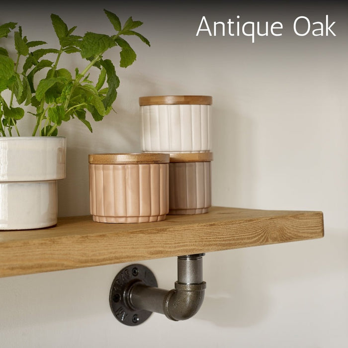 Rustic Shelf 38mm with Pipe Brackets - 30cm - 15cm