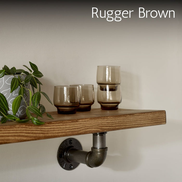 Rustic Shelf 38mm with Pipe Brackets - 30cm - 15cm