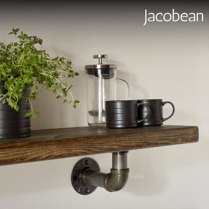 Rustic Shelf 38mm with Pipe Brackets - 30cm - 15cm