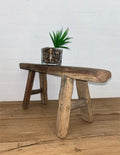 Rustic Stool - Unique Sizes - 1 - H - 28cm L - 61cm DT - 12cm DB - 21cm -