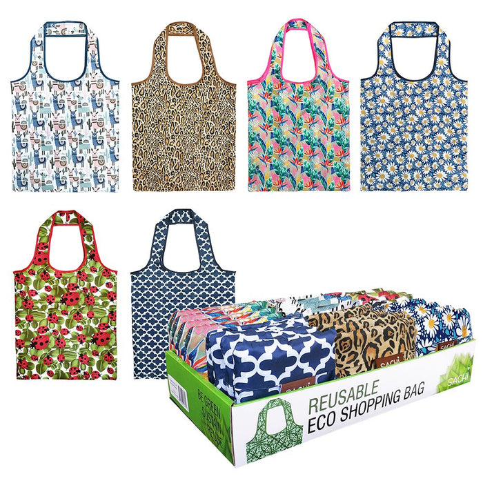 Sachi Eco Reusable Foldable Shopping Bag - 6 Assorted Designs
