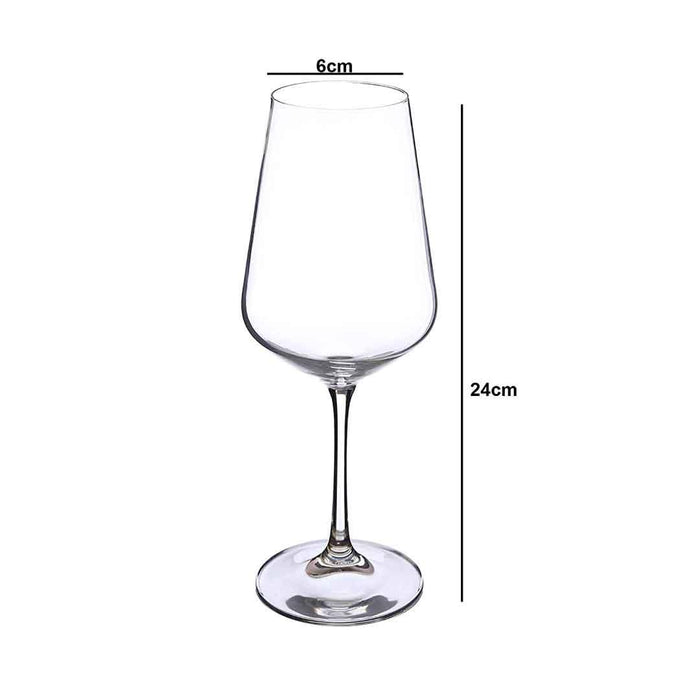 Dimensions of an Elegant crystal glassware for Cabernet Sauvignon wine enthusiasts