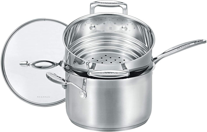 Scanpan Impact Covered Saucepan 20cm/3.5L & Steamer to fit 16/18/20cm