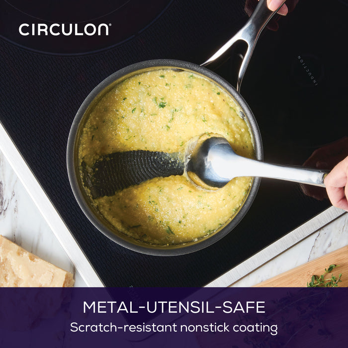 ScratchDefense Multi-Layer Stainless Steel Extreme Non-Stick Induction Saucepans - 2 Sizes