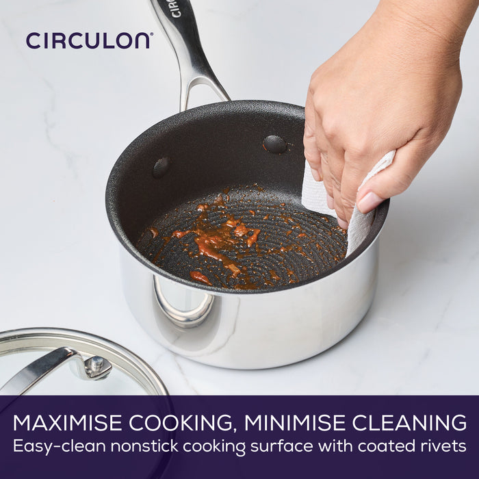 ScratchDefense Multi-Layer Stainless Steel Extreme Non-Stick Induction Saucepans - 2 Sizes
