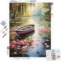 Serene Painting of a Wooden Rowboat