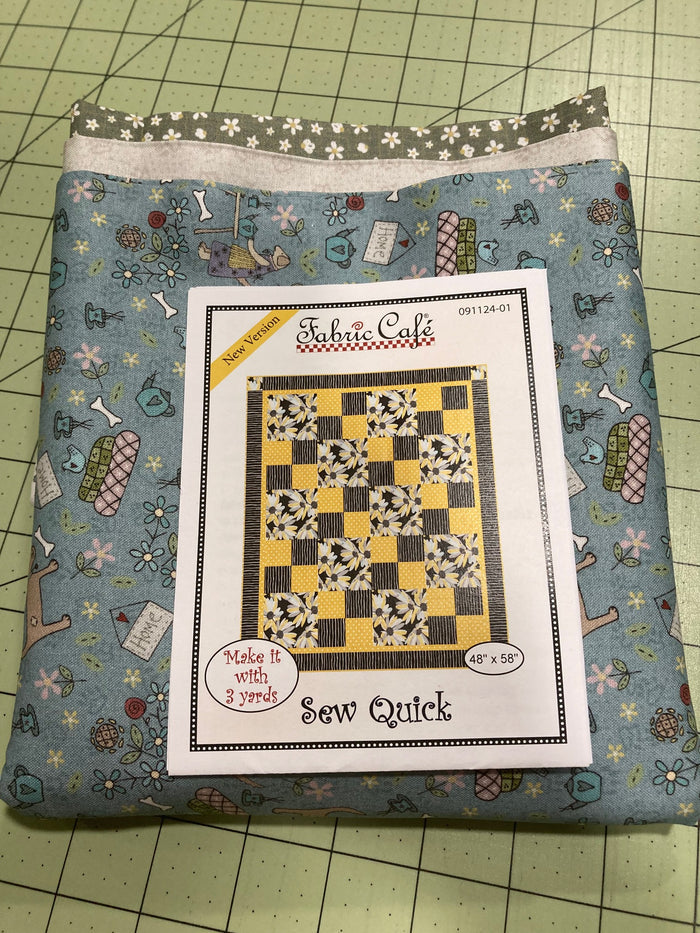 Sew Quick Quilt Kit featuring Good Boy and Kitty fabrics