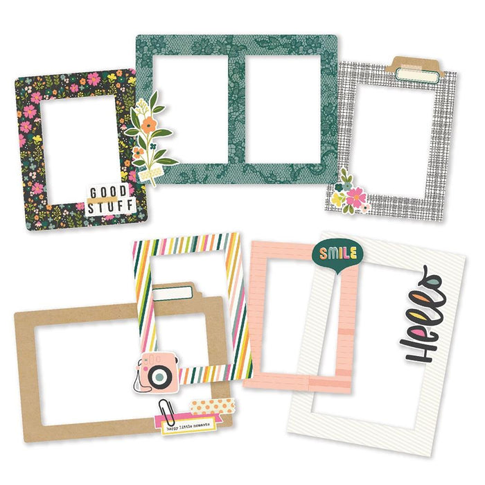 Simple Stories - Good Stuff - Chipboard Frames. Embellish your paper crafts with these coordinating chipboard frames. Package contains six assorted chipboard frames in coordinating colors and styles. Imported. Available at Embellish Away located in Bowmanville Ontario Canada.