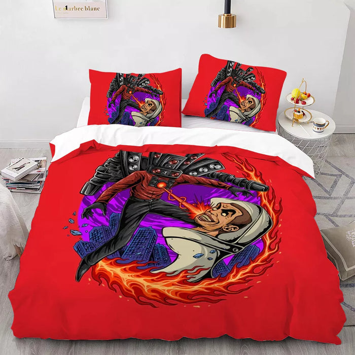 Skibidi Toilet Bedding Set Pattern Quilt Cover Without Filler