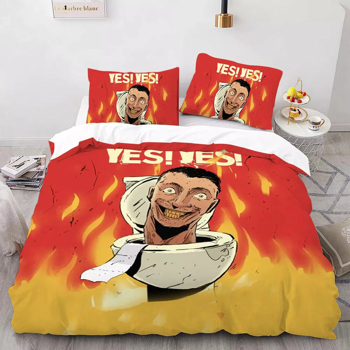 Skibidi Toilet Bedding Set Pattern Quilt Cover Without Filler