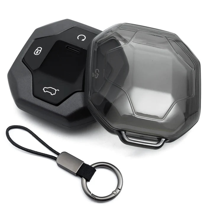Slim Car Key Fob Case Cover Keychain For Jetour T2 2024 2025 2026 Accessories Black Transparent