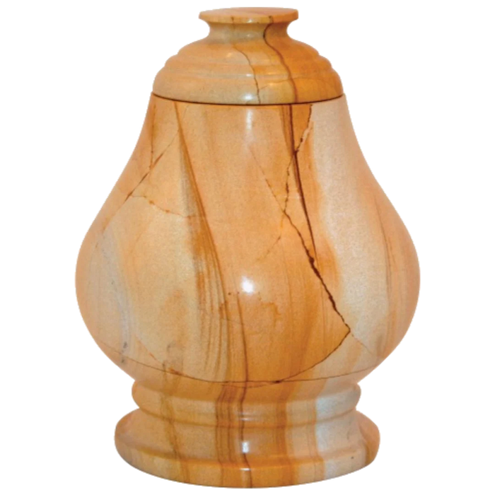 Small/Keepsake 15 Cu. Inch Equator Teak Color Solid Natural Marble Cremation Urn