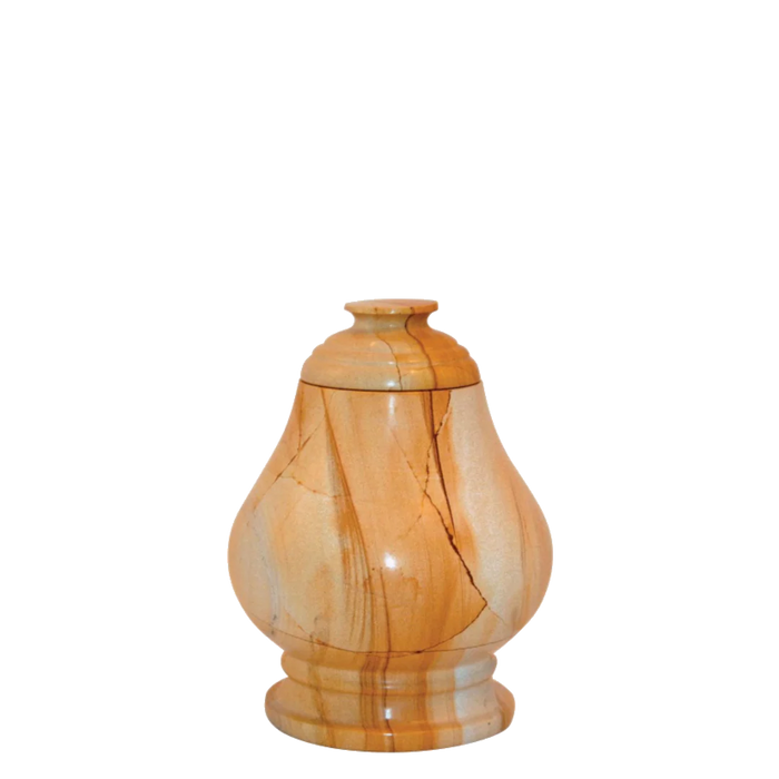 Small/Keepsake 15 Cu. Inch Equator Teak Color Solid Natural Marble Cremation Urn