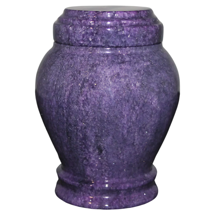 Small/Keepsake 15 Cubic Inch Purple Embrace Natural Marble Funeral Cremation Urn