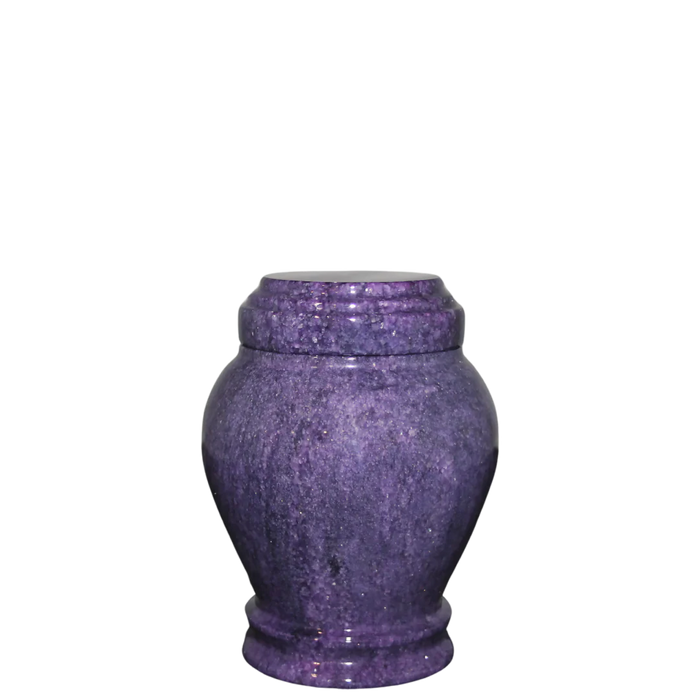 Small/Keepsake 15 Cubic Inch Purple Embrace Natural Marble Funeral Cremation Urn