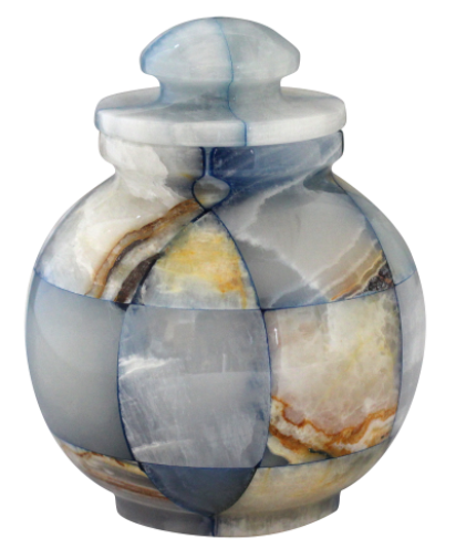 Small/Keepsake 15 Cubic Inch Triumph Onyx Blue Marble Cremation Urn for Ashes