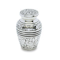 Small/Keepsake 3 Cubic Inch Silver Fleur De Li Funeral Cremation Urn for Ashes