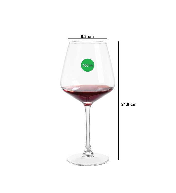 smart "serve" Premium Crystal Wine Goblet Set of 6, 440ml | Lead-Free Clear Crystal, Elegant & Reusable | Red Wine Glasses for Parties, Weddings, Anniversaries, Bar & Home | Gift Box, Imported
