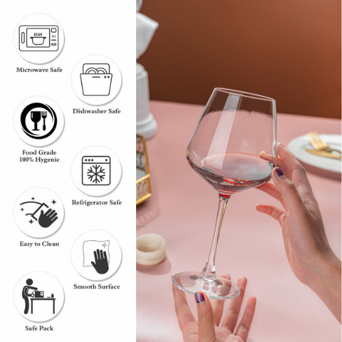 smart "serve" Premium Crystal Wine Goblet Set of 6, 440ml | Lead-Free Clear Crystal, Elegant & Reusable | Red Wine Glasses for Parties, Weddings, Anniversaries, Bar & Home | Gift Box, Imported