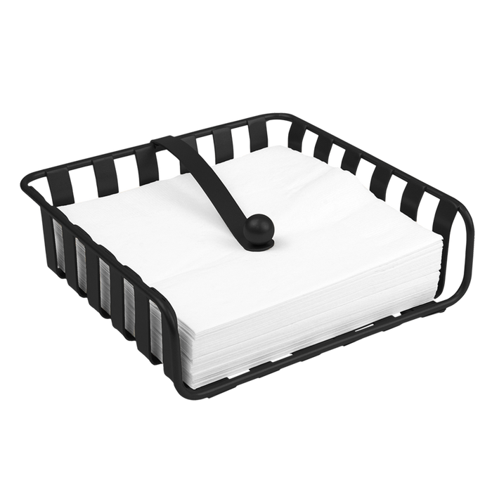 Spectrum Striped Weighted Napkin Holder - Black