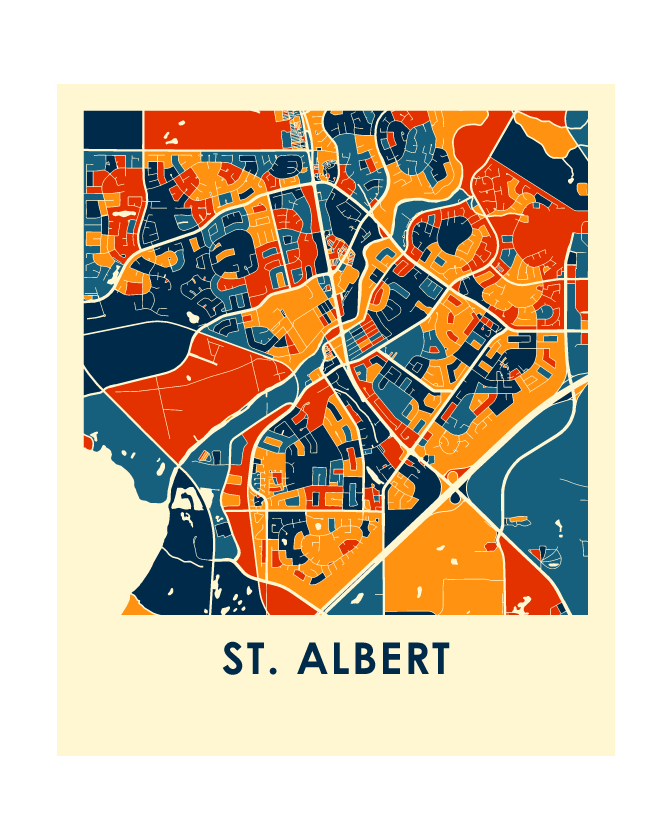 St Albert Alberta Map Print - Full Color Map Poster