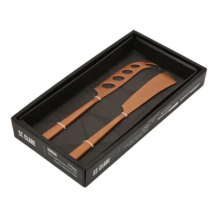 St. Clare Nordic 2pc Cheese Knife Set - Rose Gold