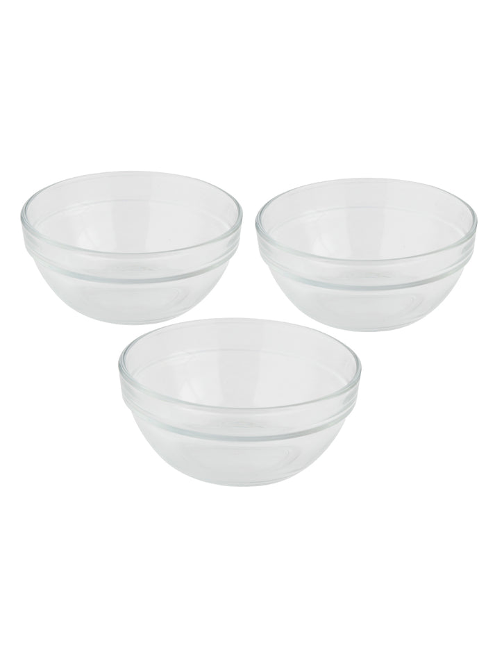 Stackable Glass Serving and Mixing Bowls - Set Of 3