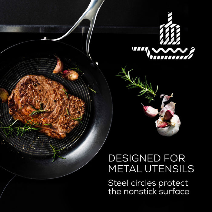 The best stainless steel nonstick frying pan is metal utensil safe and scratch resistant.  Only from Circulon's SteelShield range.