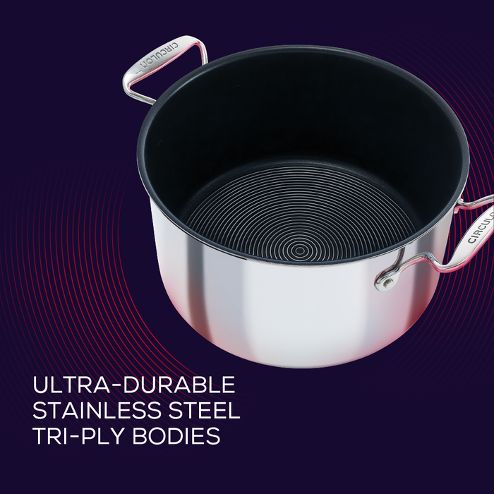 With ultra durable tri-ply body, this 26cm stainless steel nonstick stockpot is built for a lifetime of bold cooking.