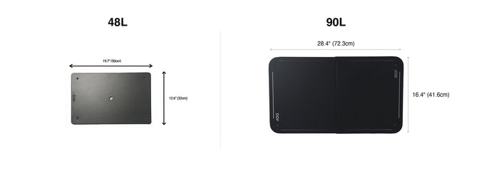 TableTop- Metal size comparison - 48L 19.7 x 12.6 in (50 x 32 cm) / 90L 28.4 x 16.4 in (72.3 x 41.6 cm)