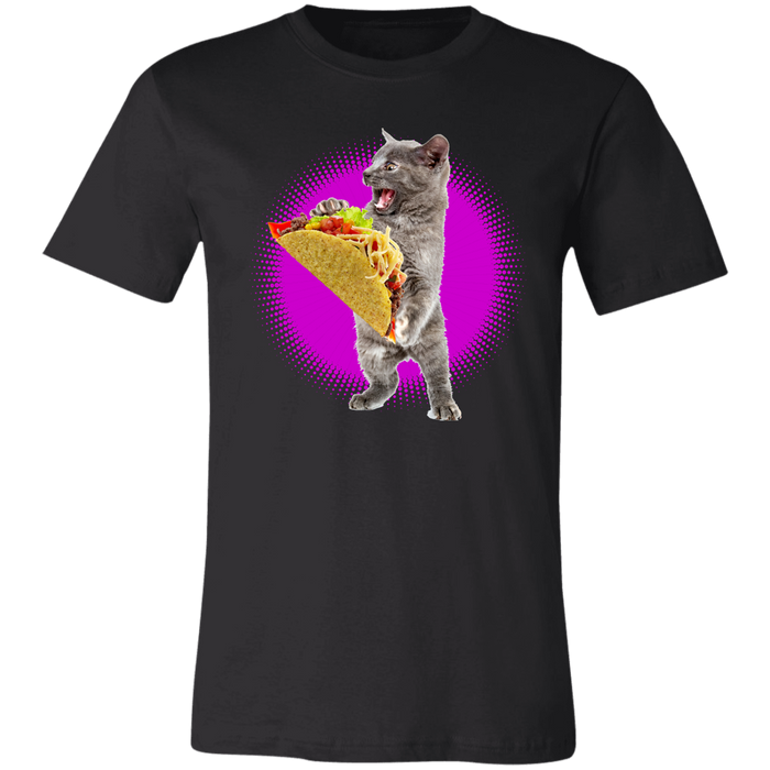 Taco Cat Shirt With Pink Burst Funny Cat & Taco Lovers T-Shirt Black