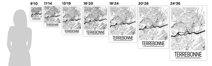 Terrebonne Quebec Map Poster - Quebec Map Print - Art Deco Series