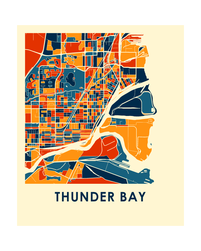 Thunder Bay Ontario Map Print - Full Color Map Poster