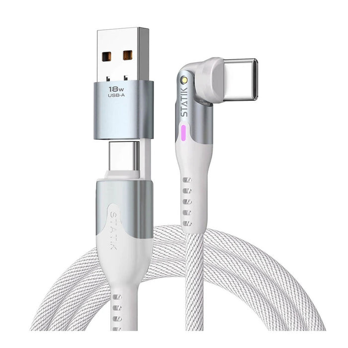 (TS) Statik PowerPivot Pro 100w Nylon Braided C-C Cable 3m - White