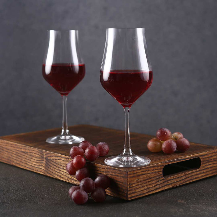 Crystal wine glass with gracefully flared bowl
