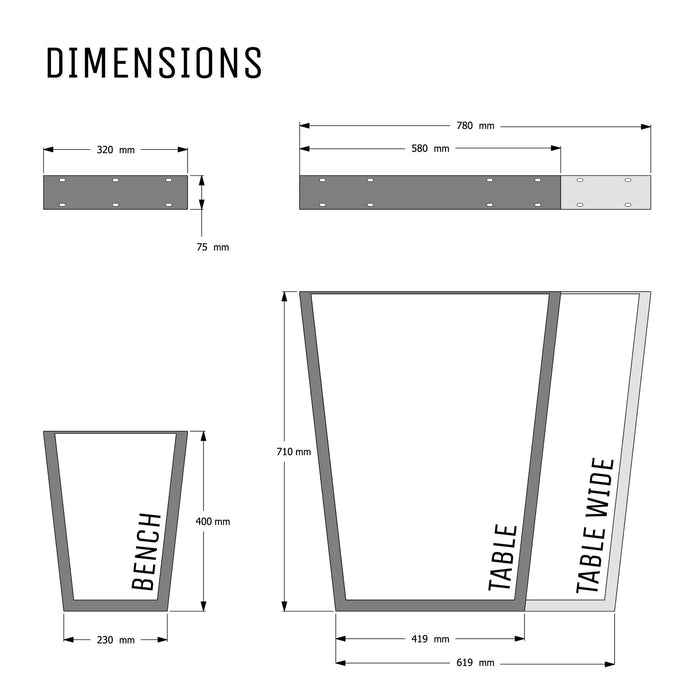 V - Frame Industrial Legs - TABLE/DESK (H71CM X W58CM) -