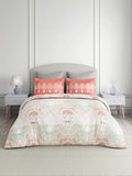 Valatia 100% Cotton 200 TC King Bedsheet with 2 Pillow Covers | Peach Floral Bedsheet Set