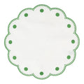 Vietri Tessuti White Round Placemats - Sage Green Dots- Set of 4