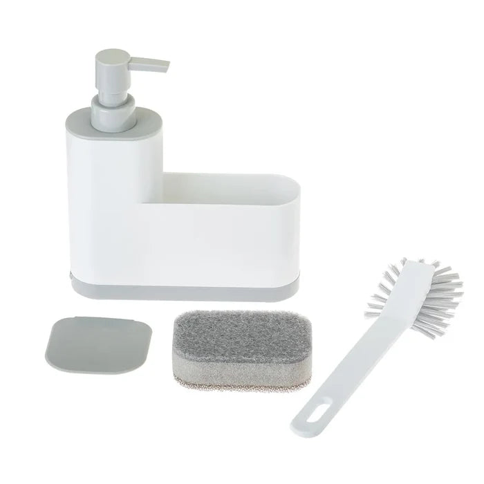 Vigar RengØ White Monobloc 3pc Sink Caddy Set Plus Dispenser