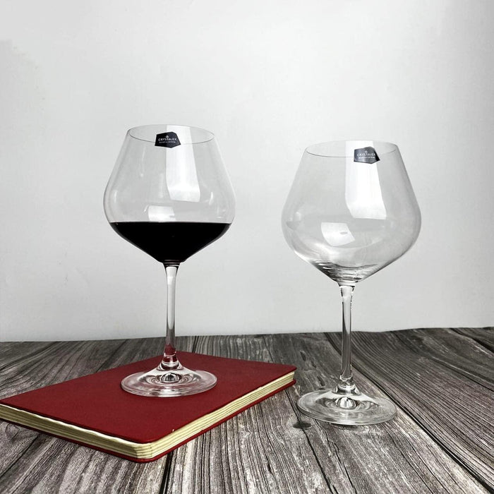 Elegant wine glass with uniquely curved bowl