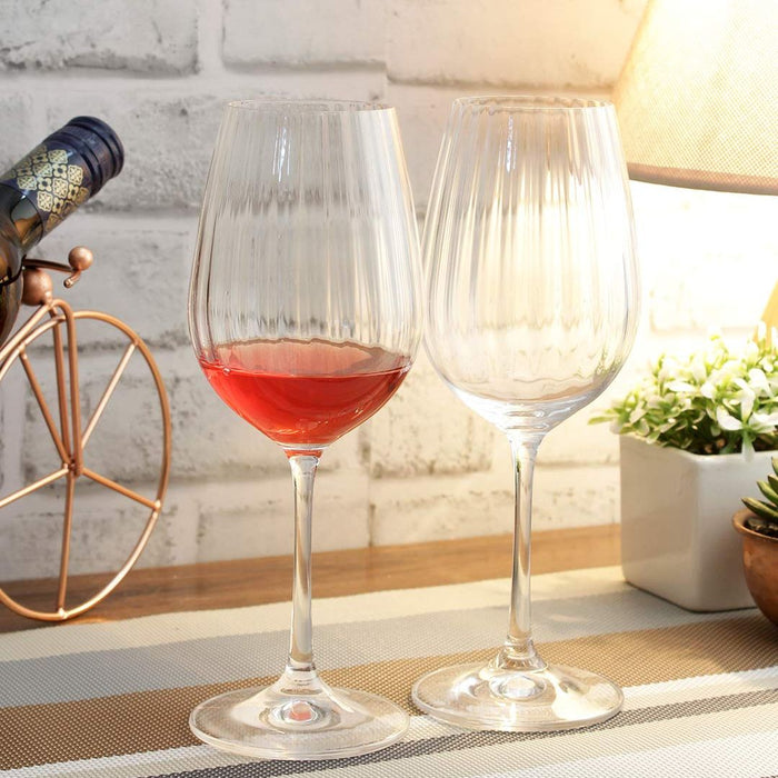 Premium lead-free crystal wine glass with waterfall design