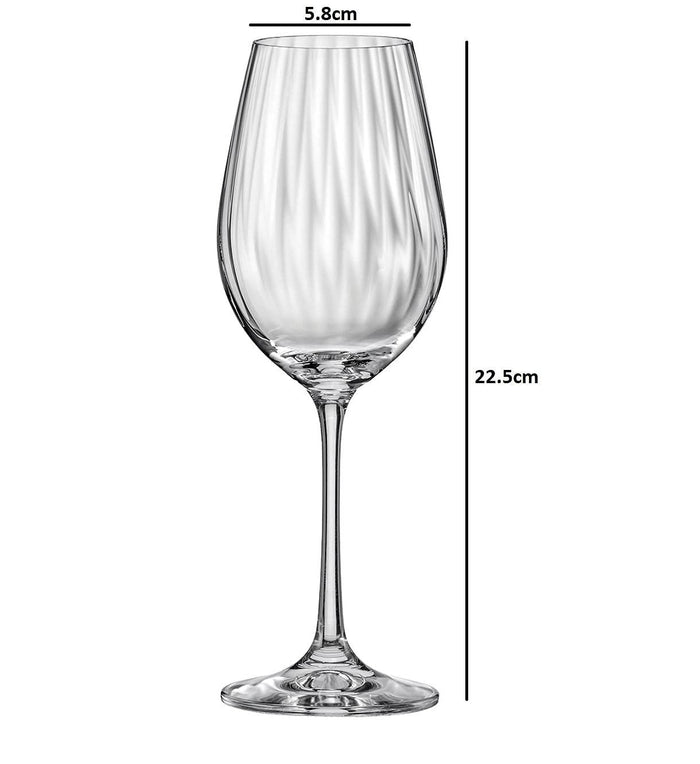 Dimensions of an Expertly crafted premium crystal waterfall wine glass
