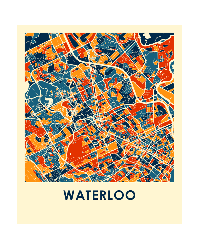 Waterloo Ontario Map Print - Full Color Map Poster